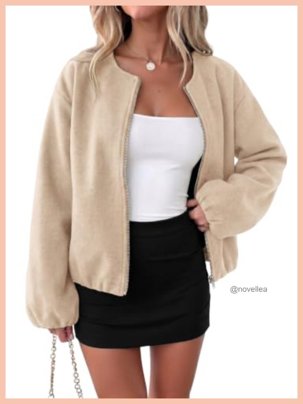 Womens Bomber Jacket Long Sleeve Zip Up Pockets Casual Fall Coat
